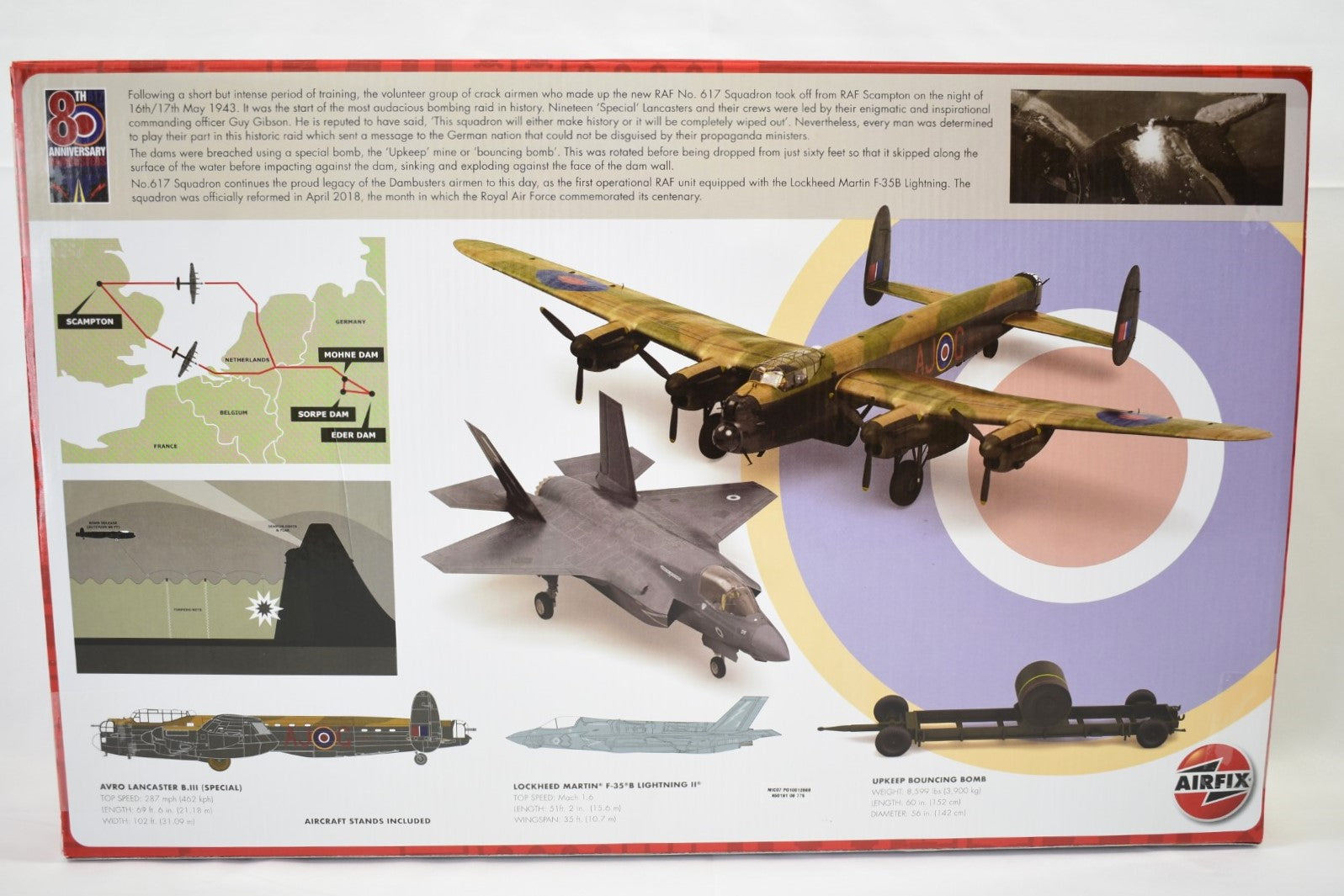 Airfix 617 SQN. Dambuster 80th Anniversary Lancaster F-35B Lightning Model Kit gift set A50191 box