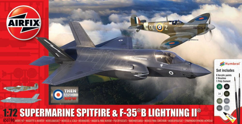 Airfix Supermarine Spitfire and F-35B Lightning II 1/72 scale model kit A50190