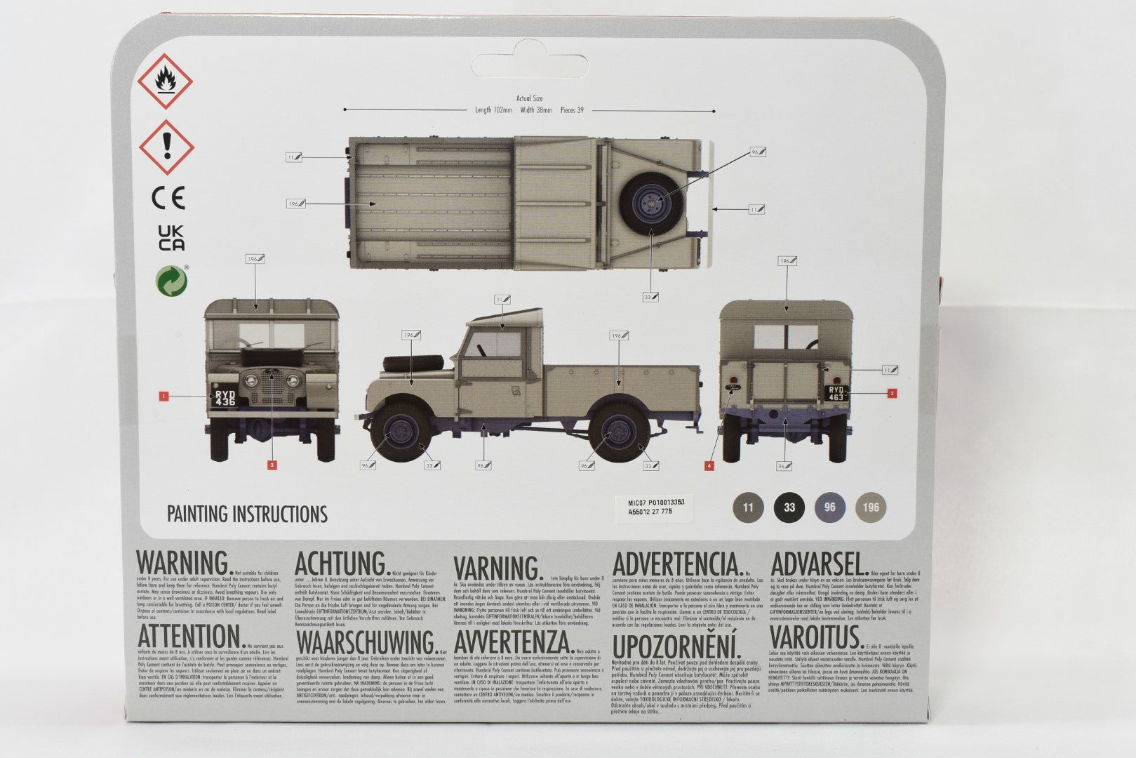 Airfix Starter Set Land Rover Series 1 Pickup 1/43 scale model kit box