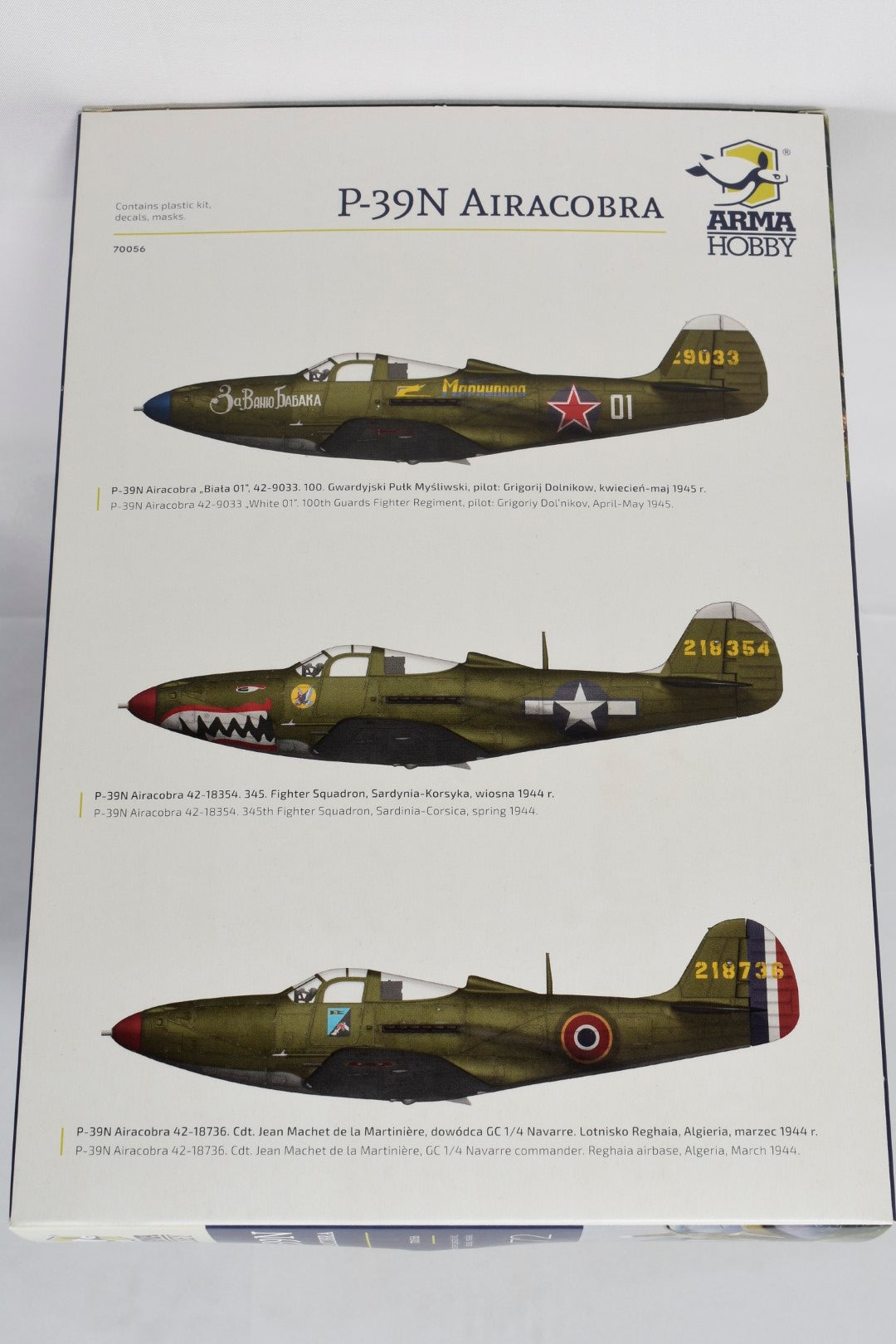 Arma Hobby P-39N Airacobra 1/72 scale plastic model kit 70056 marking options