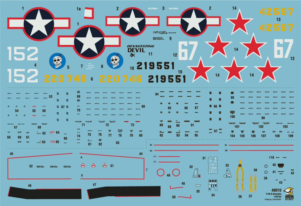 Arma Hobby P-39 Q Airacobra 1/48 Scale plastic model kit 40010 decals