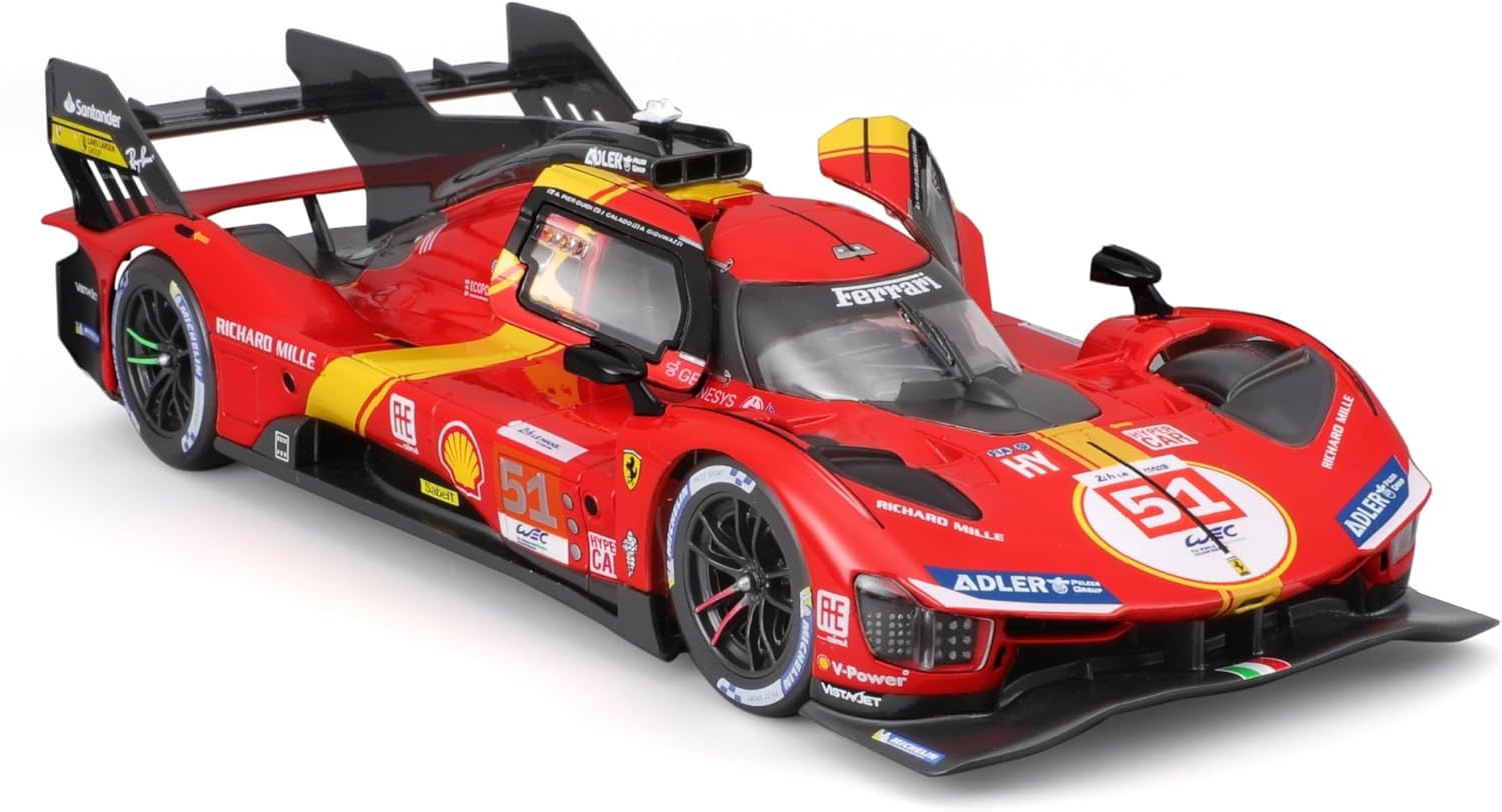 Bburago Ferrari 499P Le Mans Hypercar 1/8 scale diecast with doors open