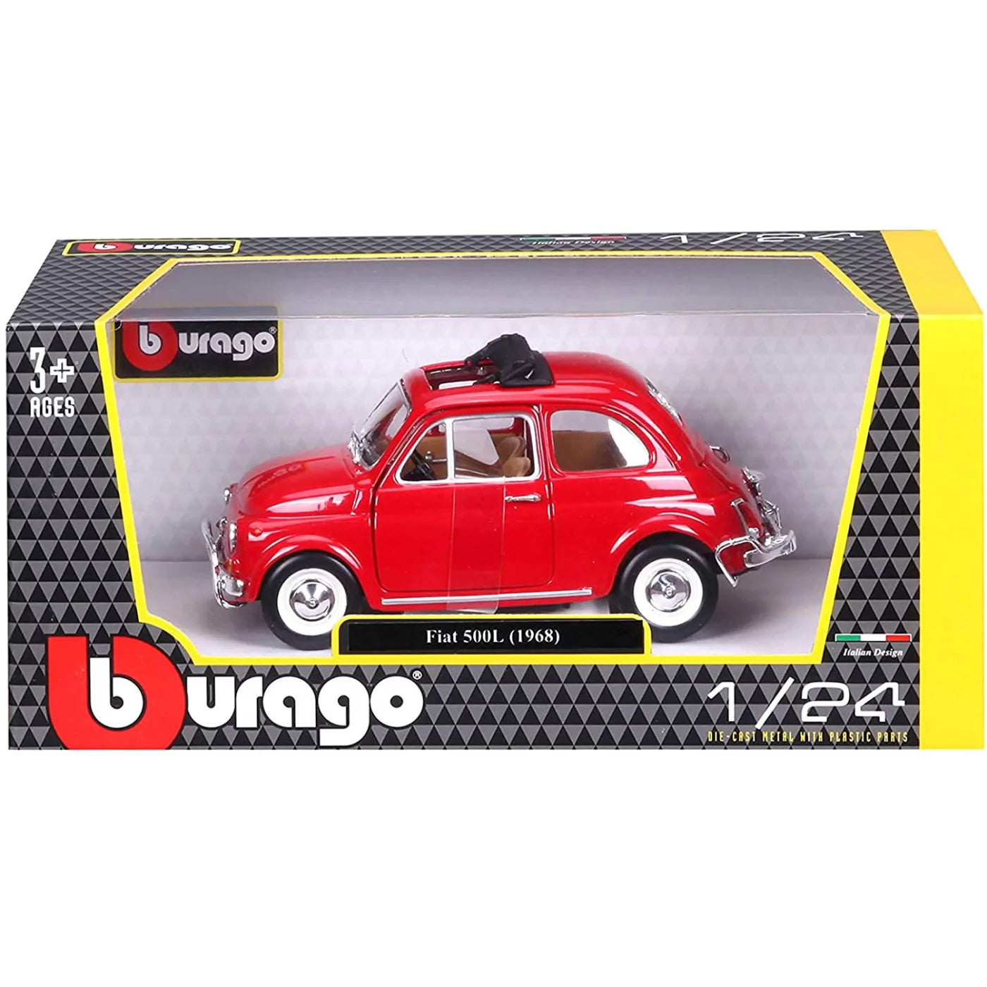 Bburago 1/24 Fiat 500L 1968 Red Diecast model