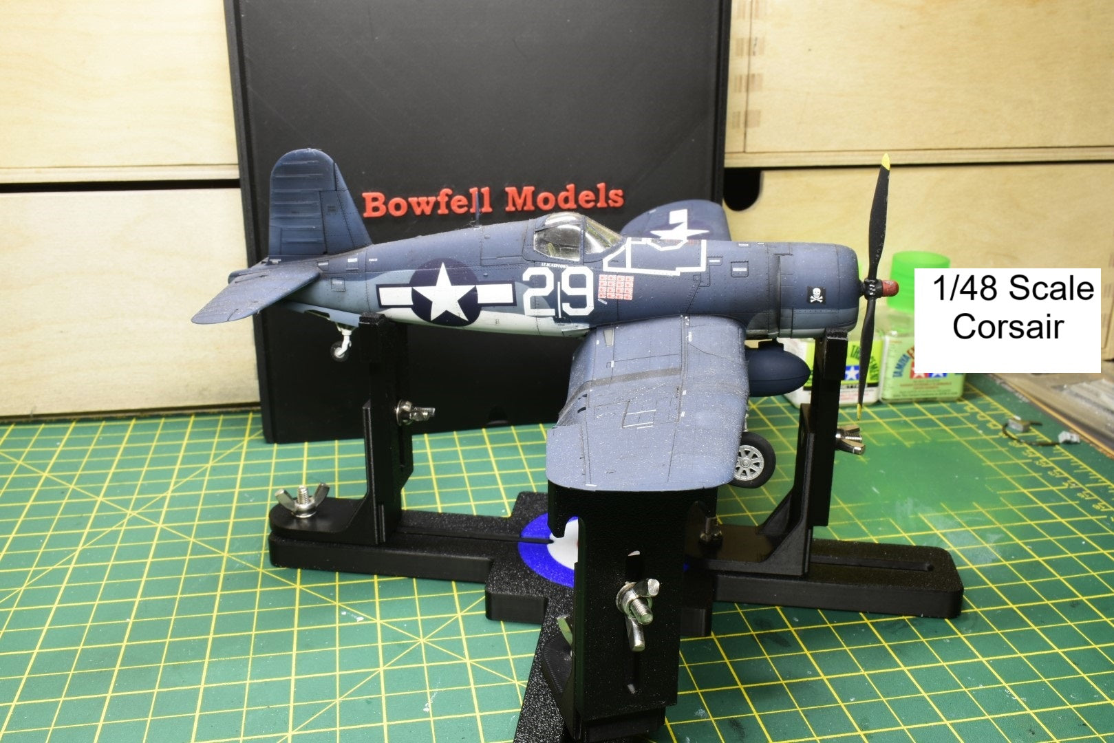 Bowfell Models Aircraft Jig Paint stand with 1/48 corsair model kit