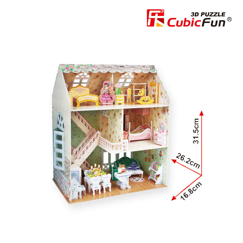 Cubicfun Dreamy Doll House 3D Puzzle model P645h dimensions