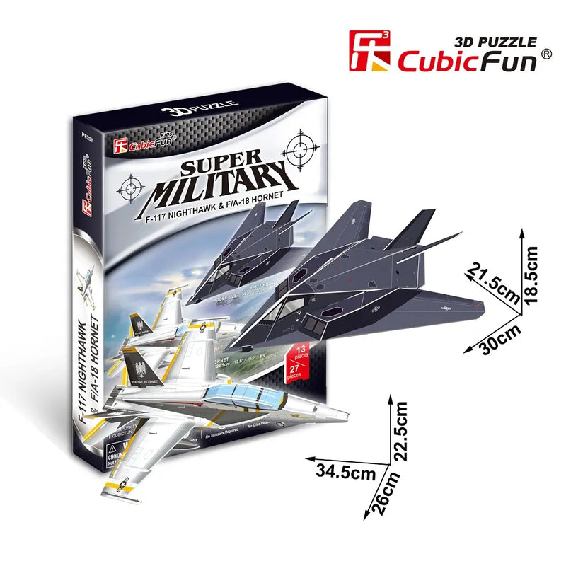 CubicFun Super Military F-117 Nighthawk and F/A-18 Hornet 3D Puzzle kit P629h