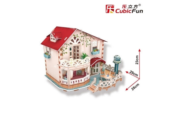 Cubicfun Holiday Bungalow 3D Puzzle model P634h imensions