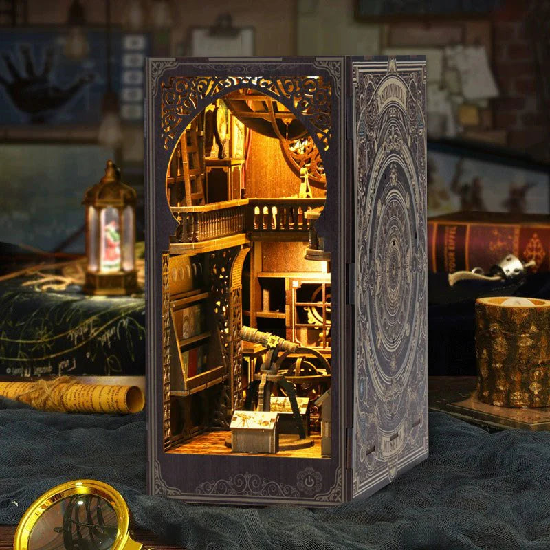 diy doll house book nook astronomy museum with light on