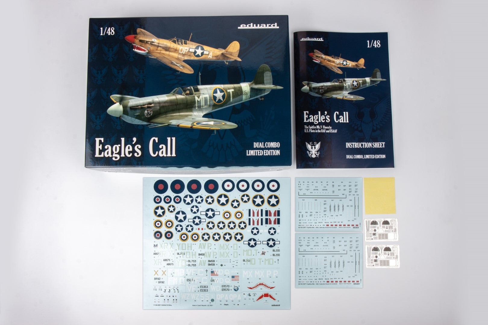 Eduard 1/48 Eagles Call Dual Combo Limited Edition Spitfire Model kit manual and decals