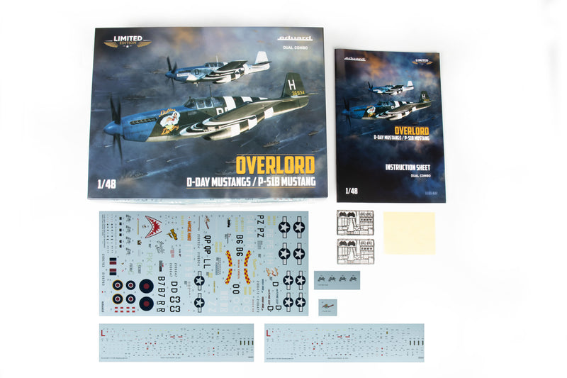 Eduard 1/48 Overlord D-Day Mustangs P-51B Mustang  Limited Edition Dual Combo Model Kit 11181 contents