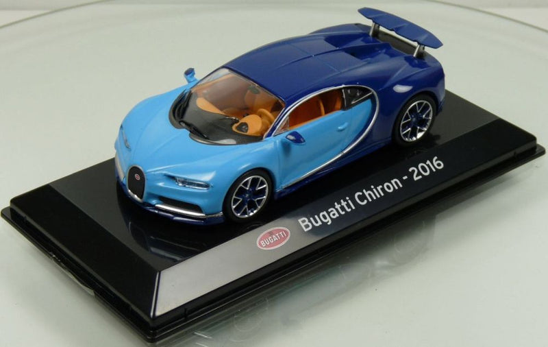 Bugatti Chiron 2016 1:43 scale diecast model on display stand