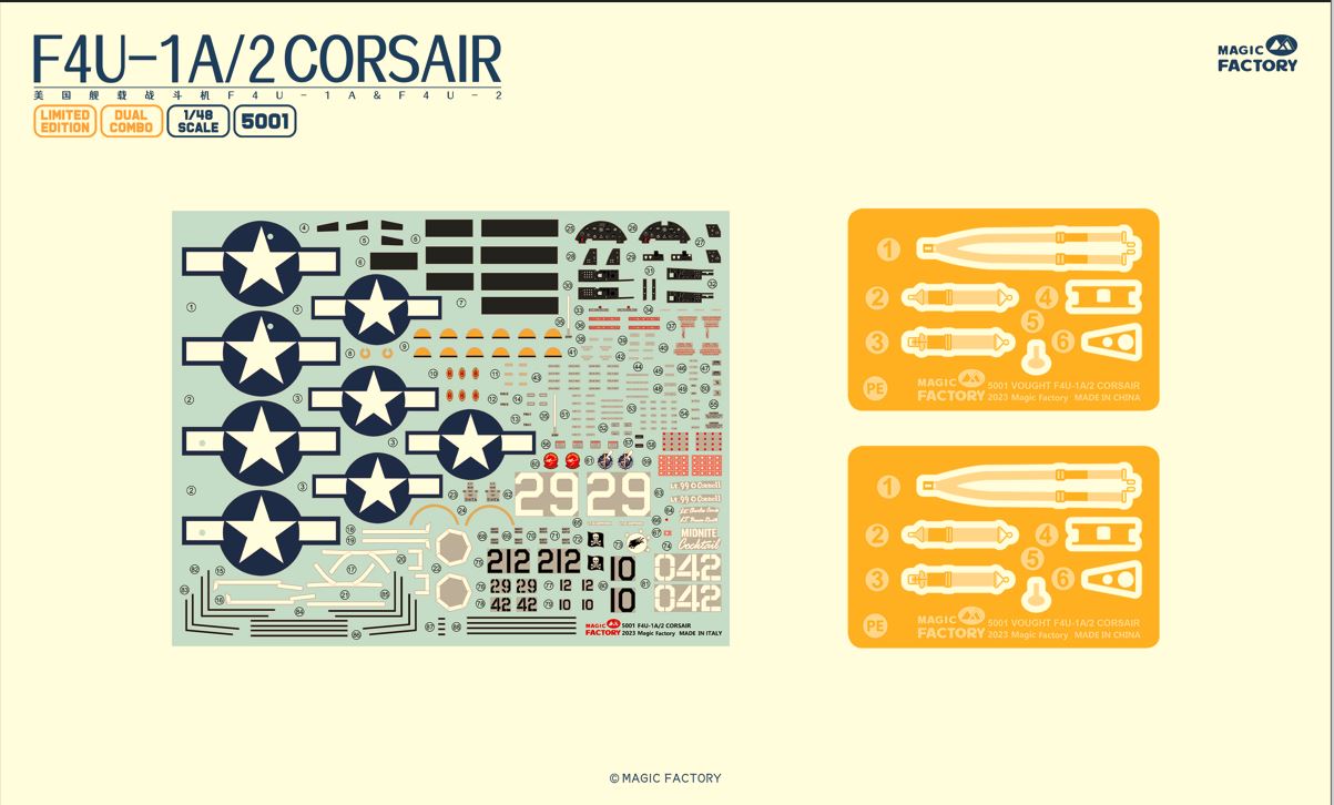 Magic Factory Vought F4U Corsair Dual Combo Pack 1/48 scale model kit decals and photo etched