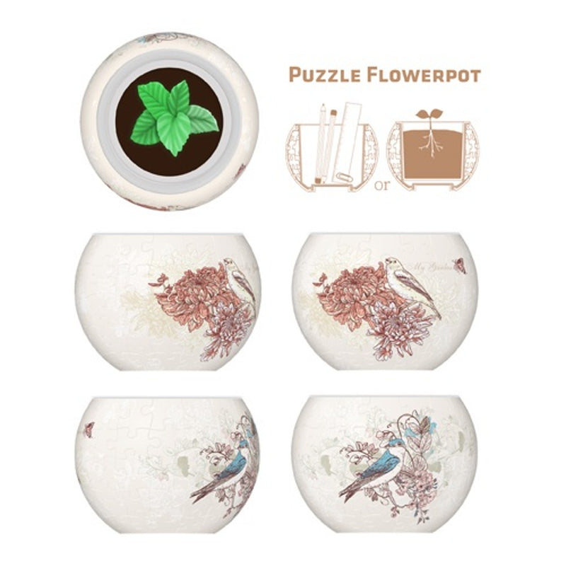 Pintoo 3D Jigsaw Puzzle Flowerpot Singing Birds and Flowers K1006 details