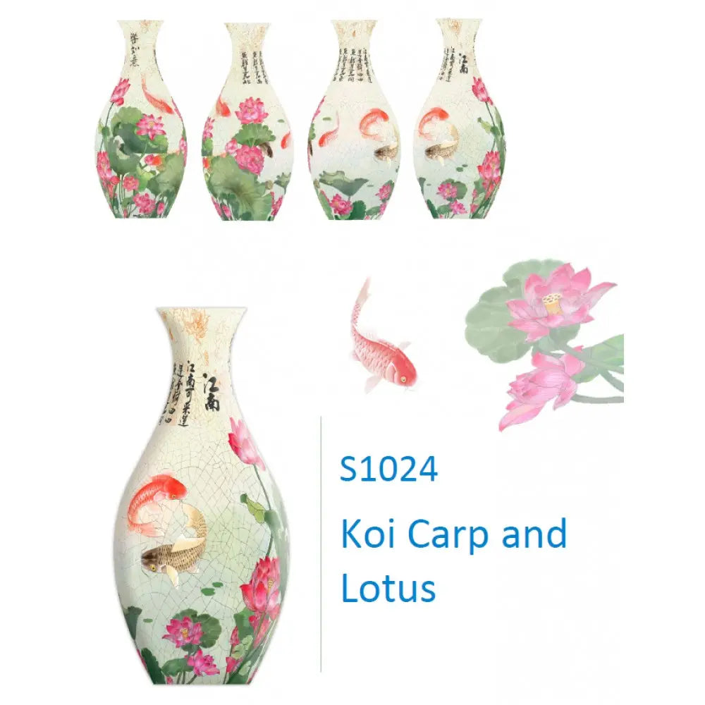 Pintoo Jigsaw Puzzle Vase Koi Carp and Lotus flowers