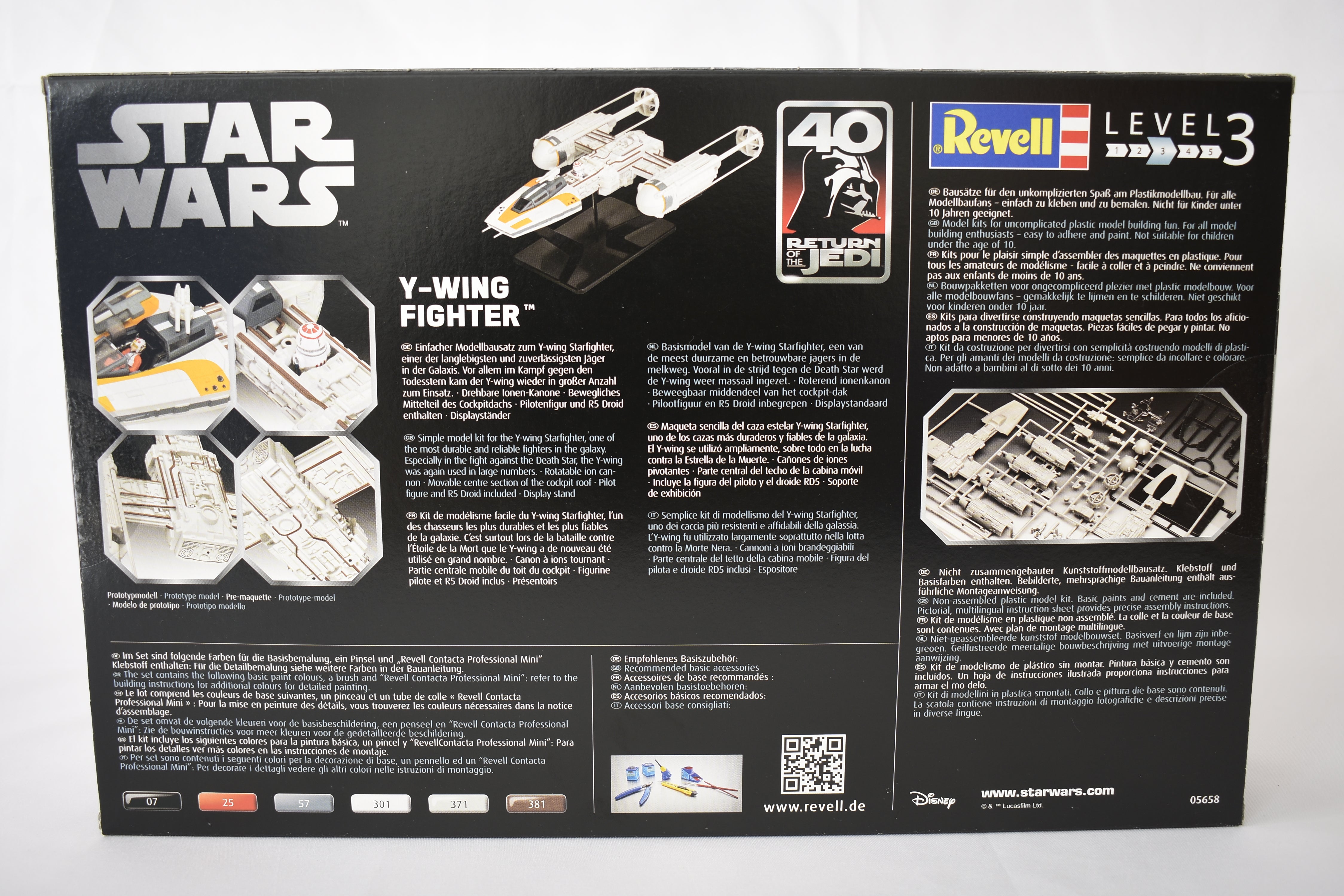 Revell Star Wars Y-Wing Fighter 1/72 scale model kit Return of the Jedi 40th Anniversary box