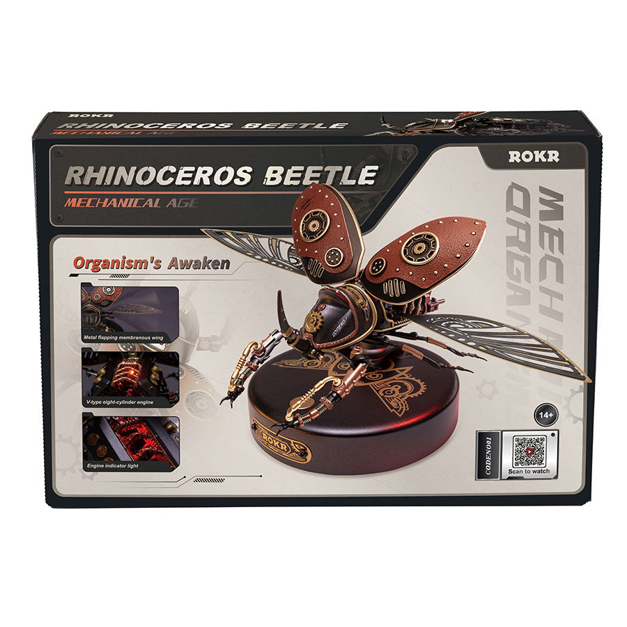 Rokr Rhinoceros Beetle Mechanical Species Model Kit M101 bx front