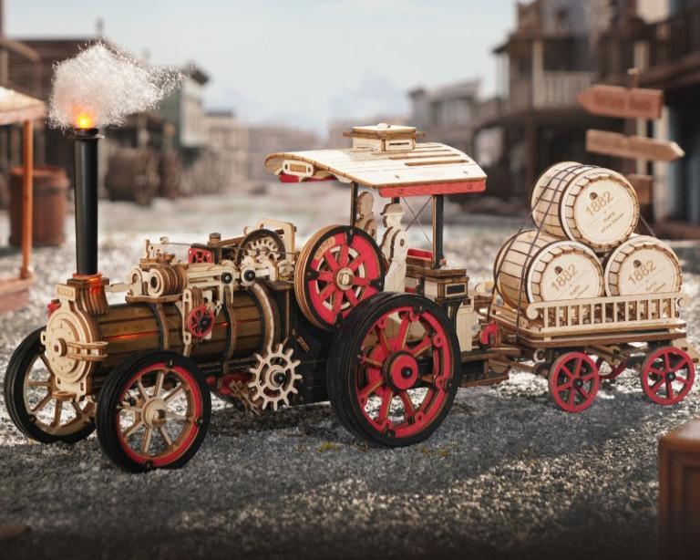 Rokr Steam Engine Wooden Model Kit built