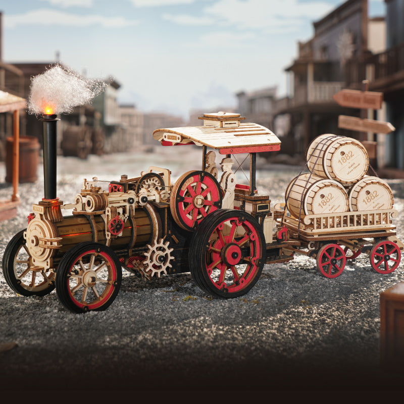 Rokr Steam Engine Wooden Model Kit built