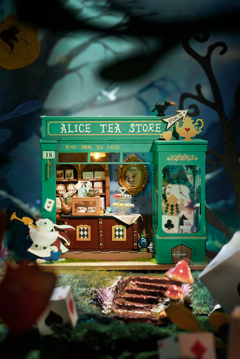 Rolife DIY Miniature House Alice's Tea Store model kit DG156 scene