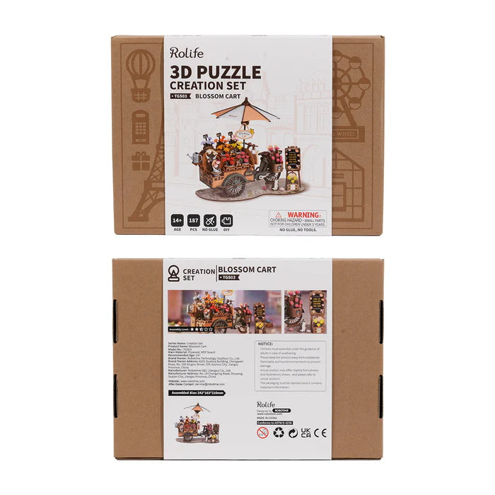 Rolife blossom cart wooden model kit box