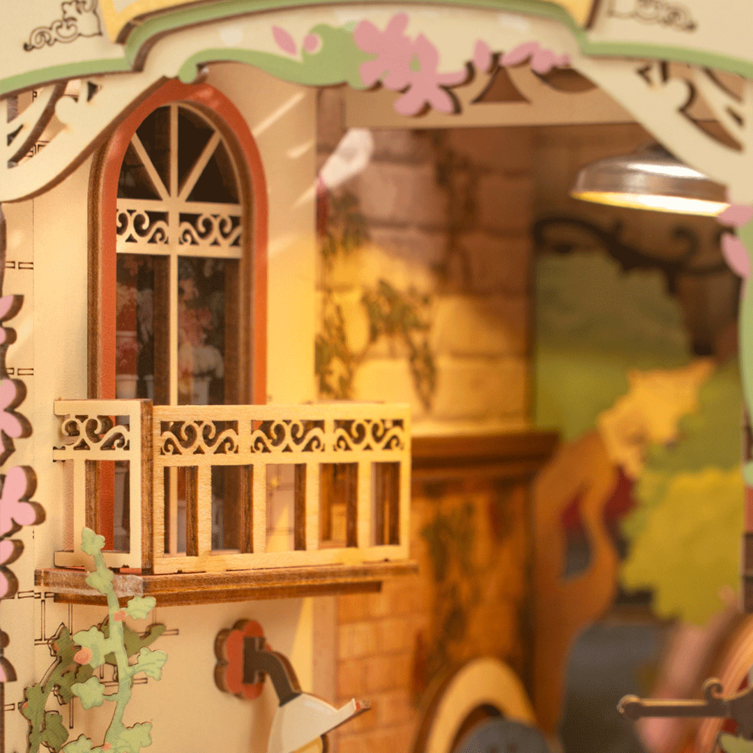 Rolife Floral Corner Book Nook model kit TGB09 balcony