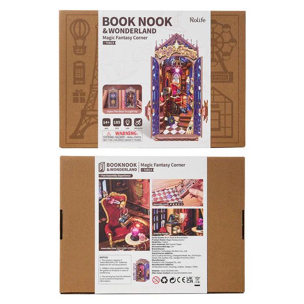 Product packaging for 'Book Nook & Wonderland' with detailed illustrations on a white background.
