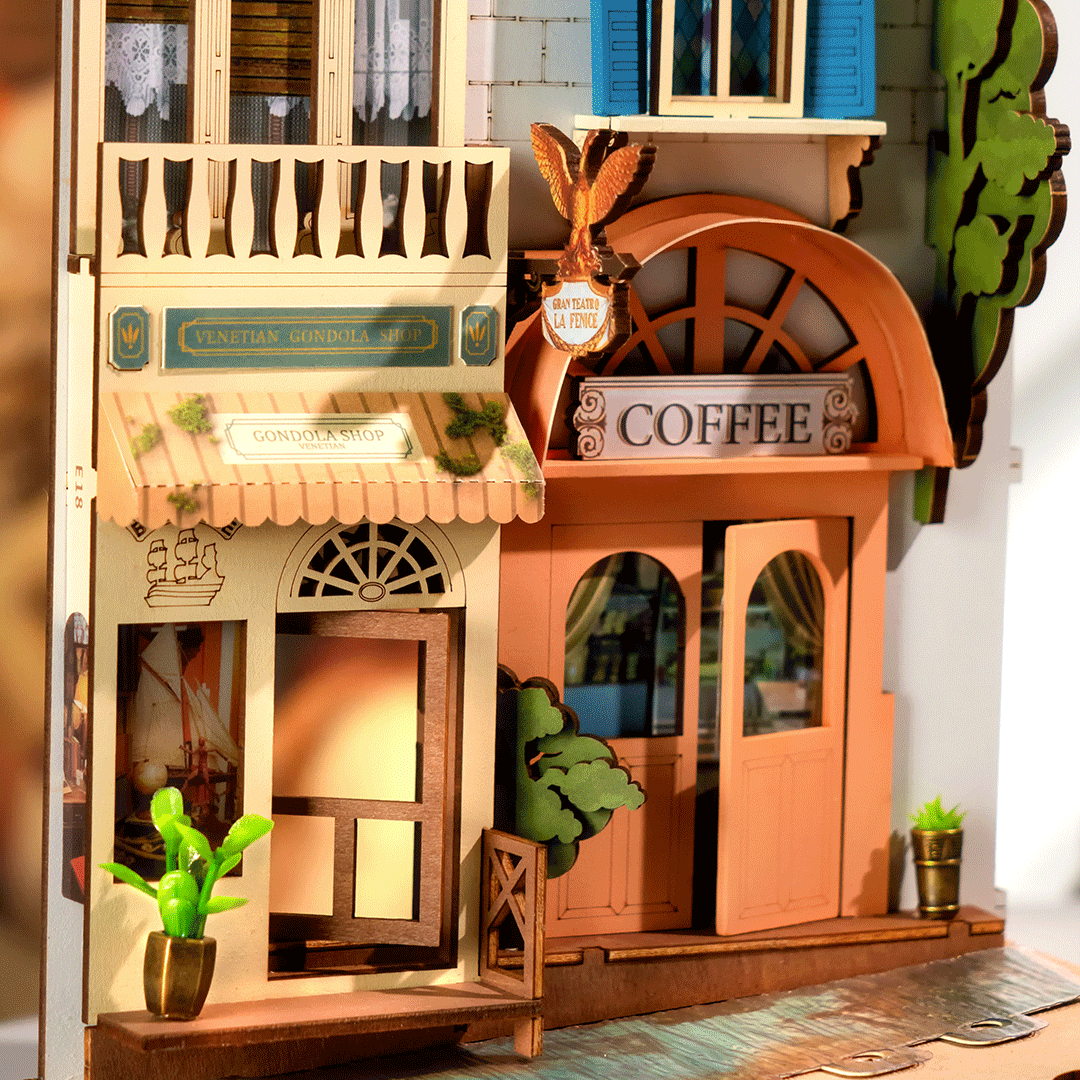 Rolife Romantic Venice Book Nook model kit TGB08 coffee shop