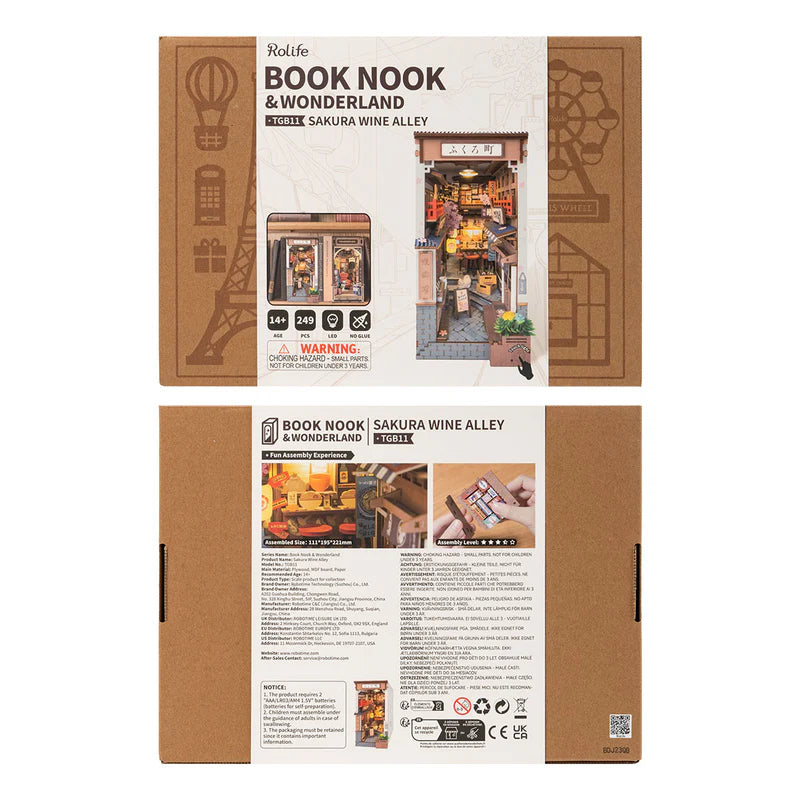Rolife Book Nook & Wonderland Sakura Wine Alley packaging on a white background