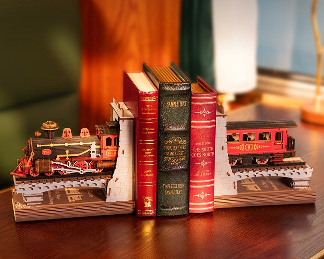 Rolife Century Train Book ends Wooden Model Kit