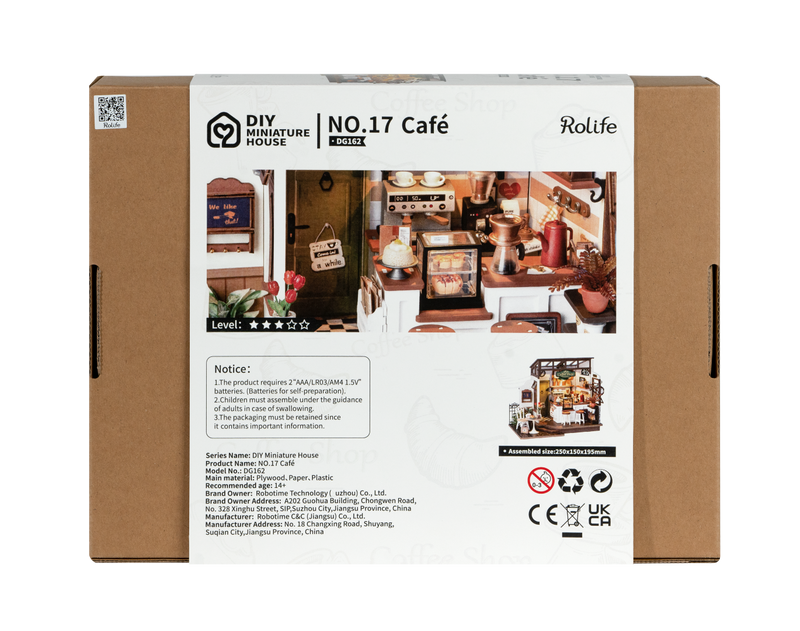 Rolife DIY Minature House No.17 Cafe Model Kit DG162 box back