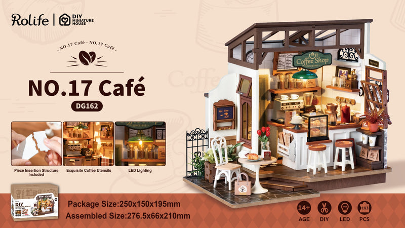Rolife DIY Minature House No.17 Cafe Model Kit DG162 details