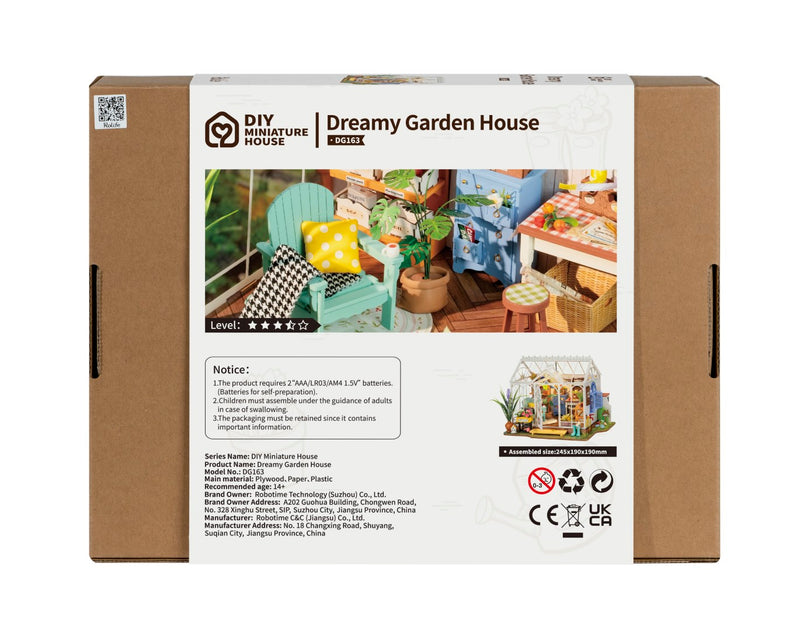 Rolife DIY Minature House Dreamy Garden House Model Kit DG163 box back