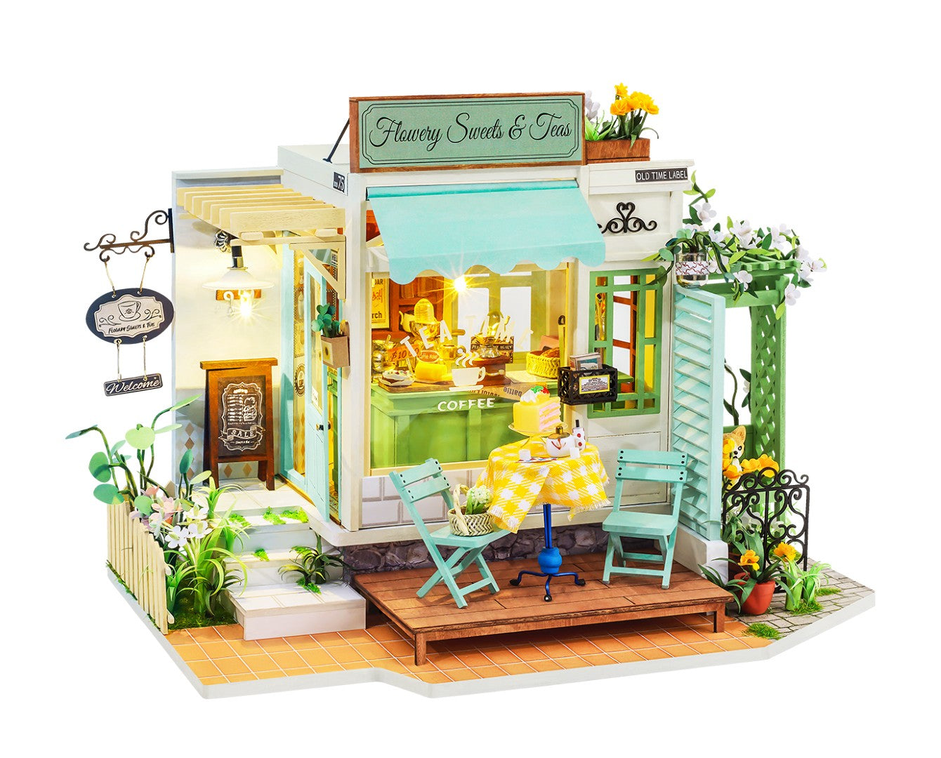 Rolife Flowery Sweets and Teas DIY Miniature House Wooden Model Kit DG146 side