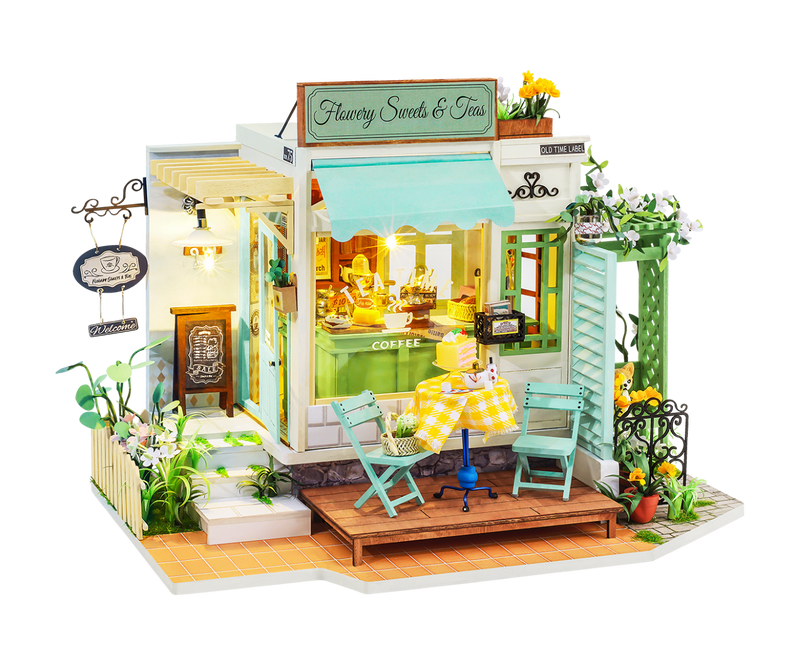 Rolife Flowery Sweets and Teas DIY Miniature House Wooden Model Kit DG146 front