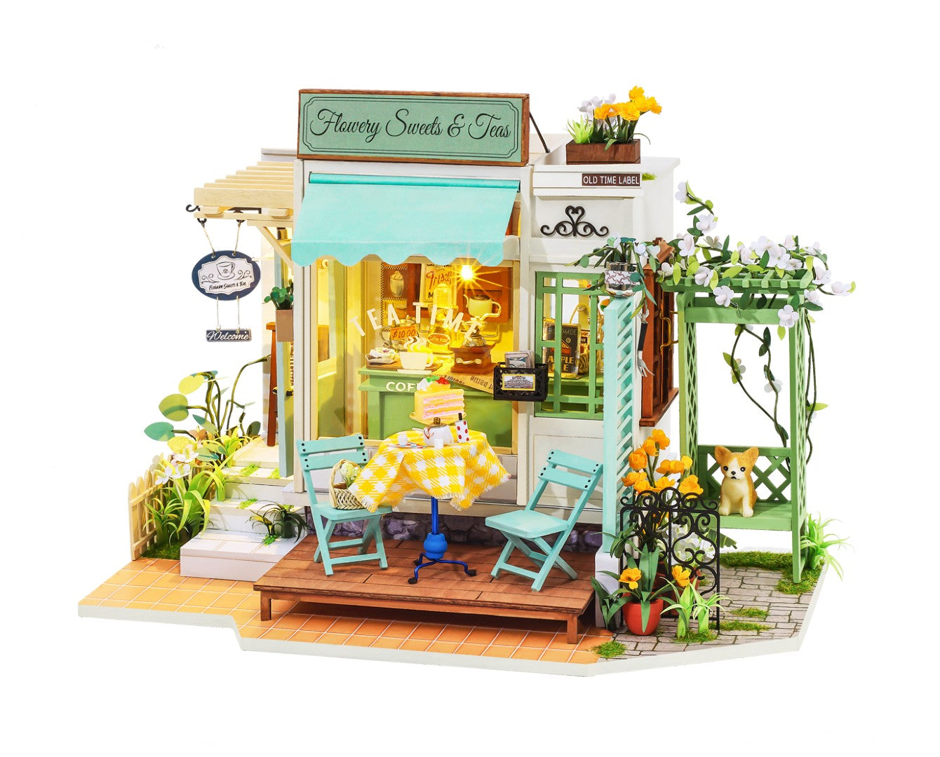 Rolife Flowery Sweets and Teas DIY Miniature House Wooden Model Kit DG146