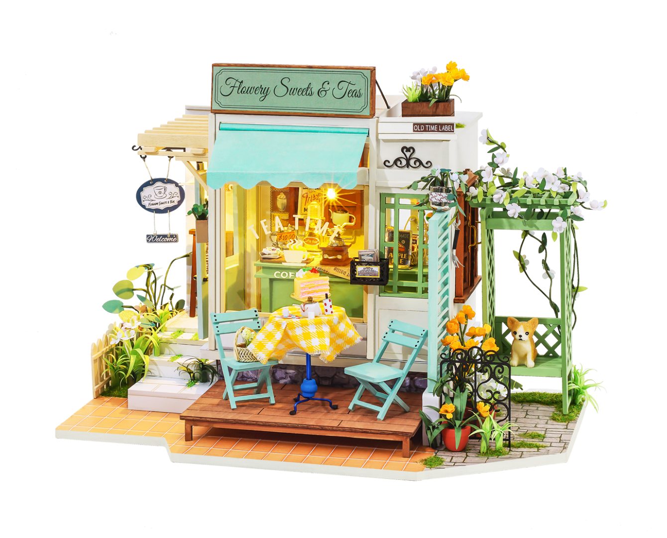 Rolife Flowery Sweets and Teas DIY Miniature House Wooden Model Kit DG146