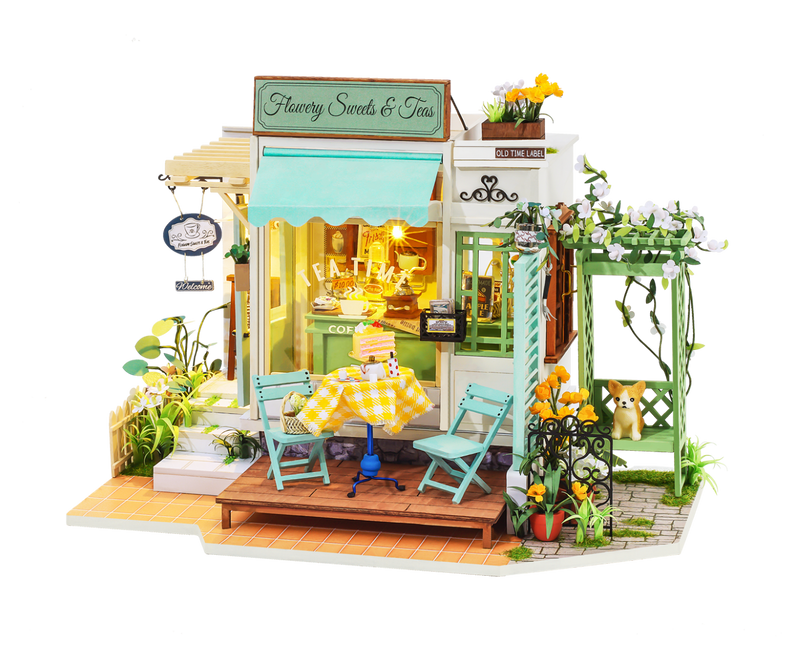 Rolife Flowery Sweets and Teas DIY Miniature House Wooden Model Kit DG146