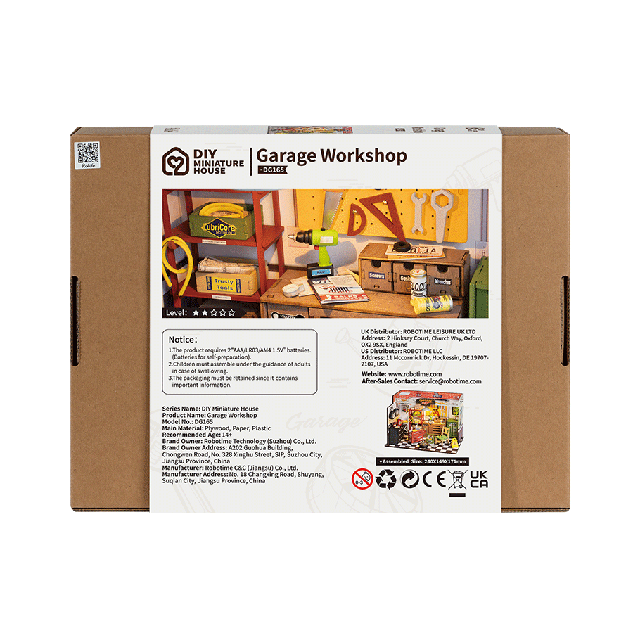 Rolife Garage Workshop DIY Miniature House model kit box back