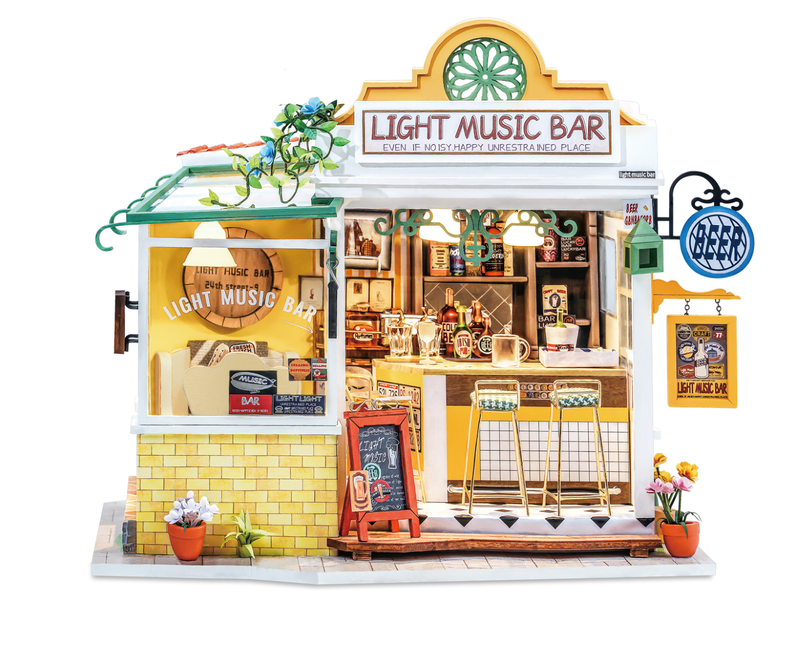 Rolife Light Music Bar DIY Miniature House Model Kit DG147 front
