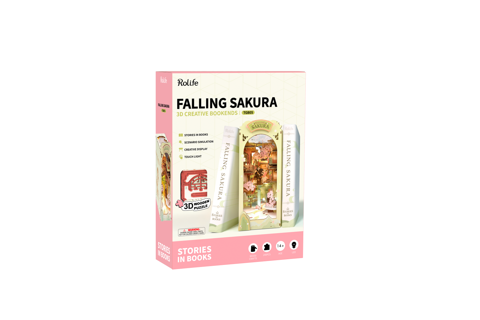 Rolife Falling Sakura Book Nook DIY Miniature House Model kit TGB05