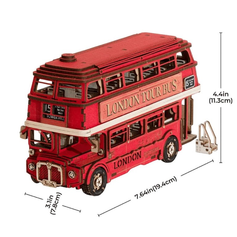 Rolidfe London Tour Bus Wooden Puzzle Model kit TGM02 dimensions