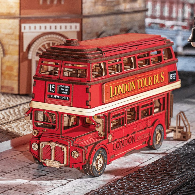 Rolidfe London Tour Bus Wooden Puzzle Model kit TGM02