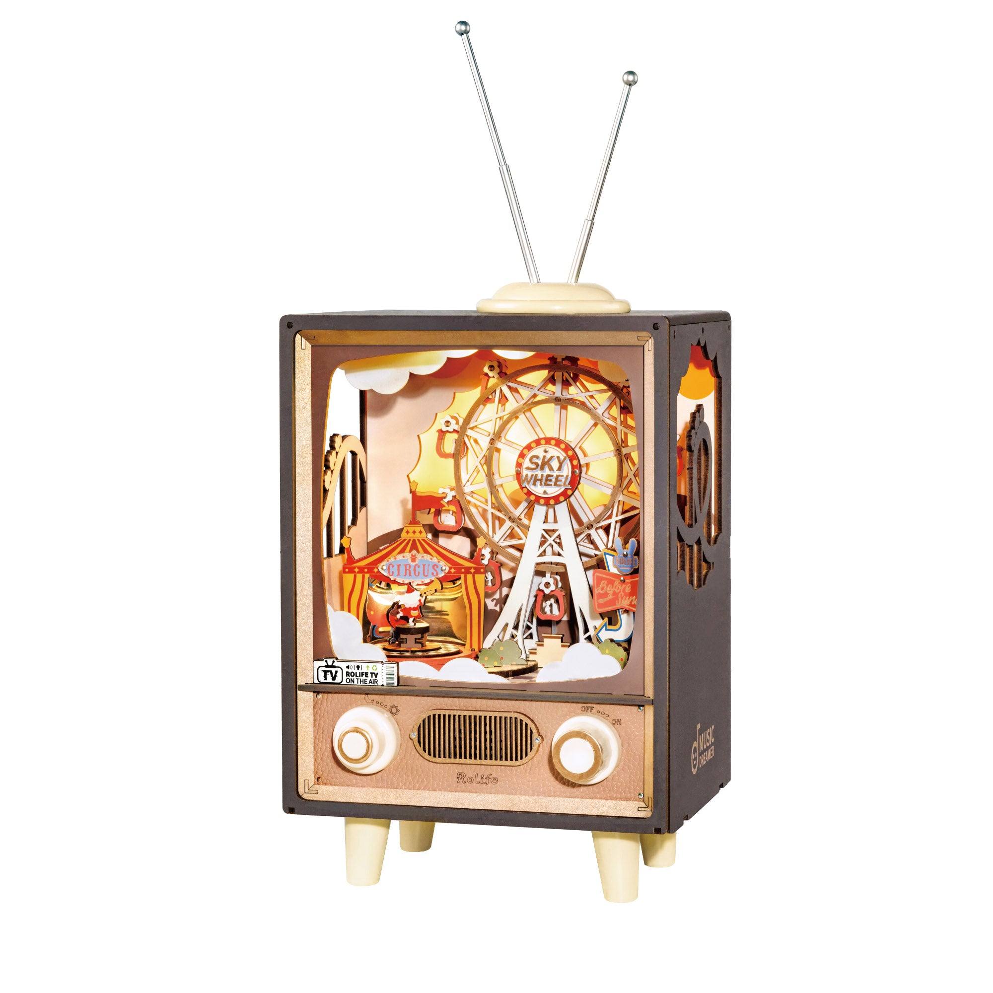 Rolife Sunset Carnival Music Box Wooden Model Kit AMT01
