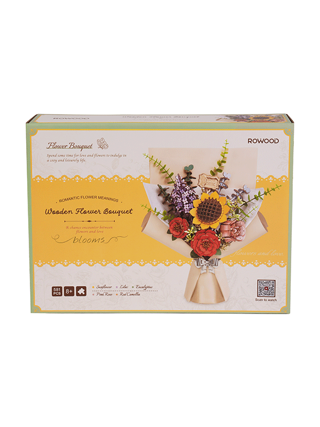 Robotime Rowood Flower Bouquet Wooden Flower Craft Kit TW01H box