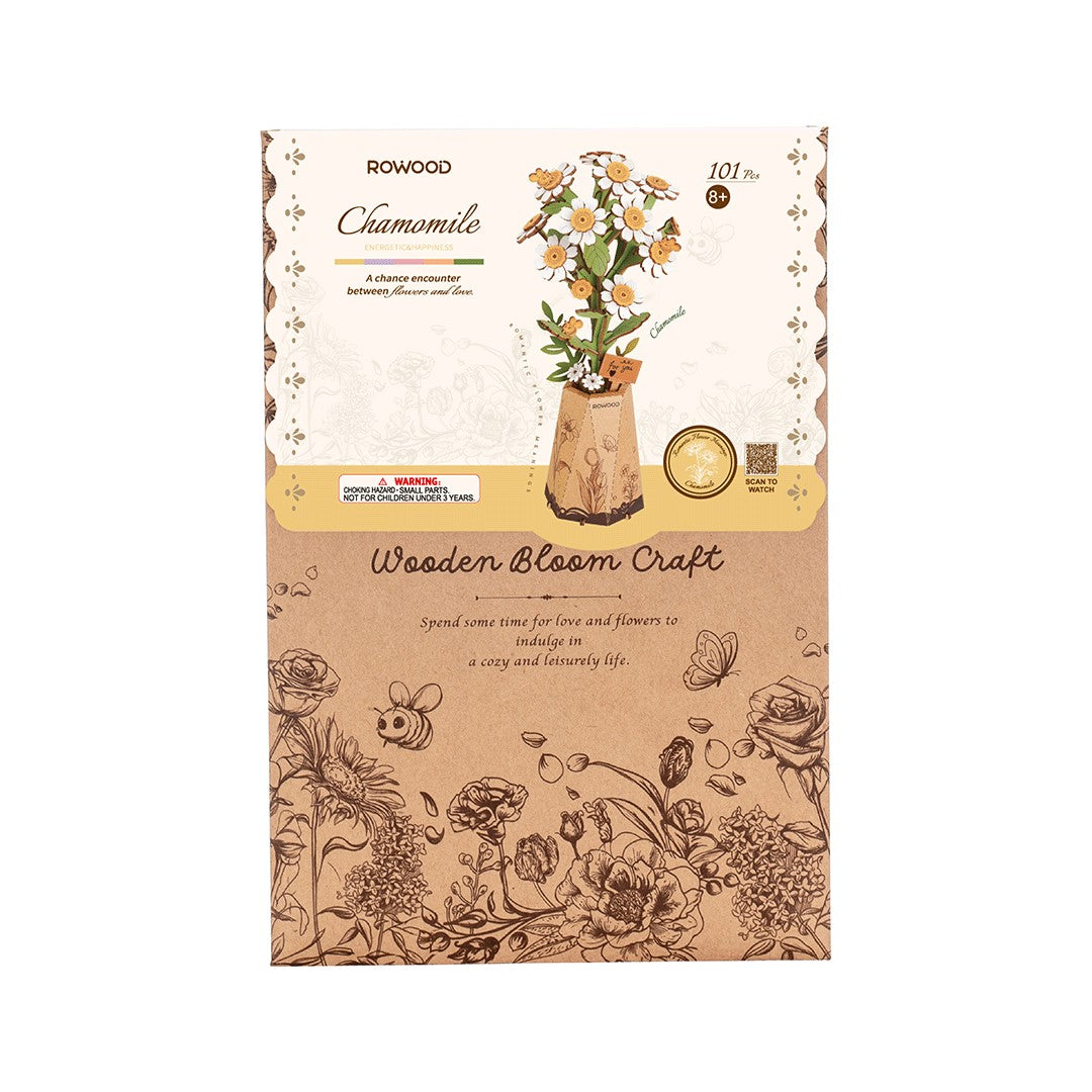 rowood chamomile flower wooden model kit box