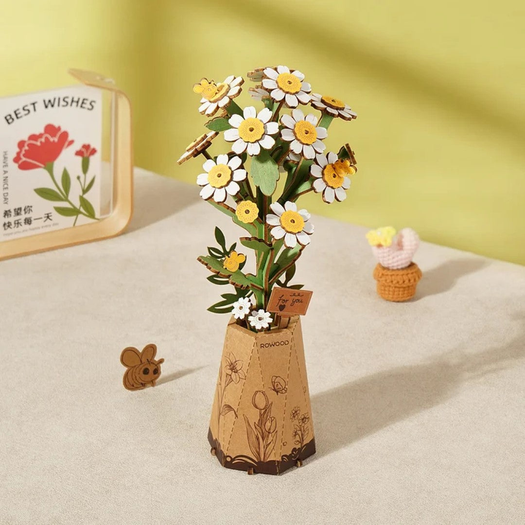 rowood chamomile flower wooden model kit