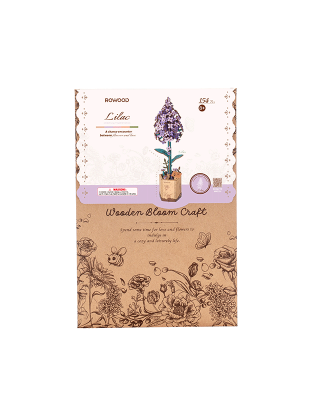 Robotime Rowood Lilac Wooden Flower Craft Kit TW021 box