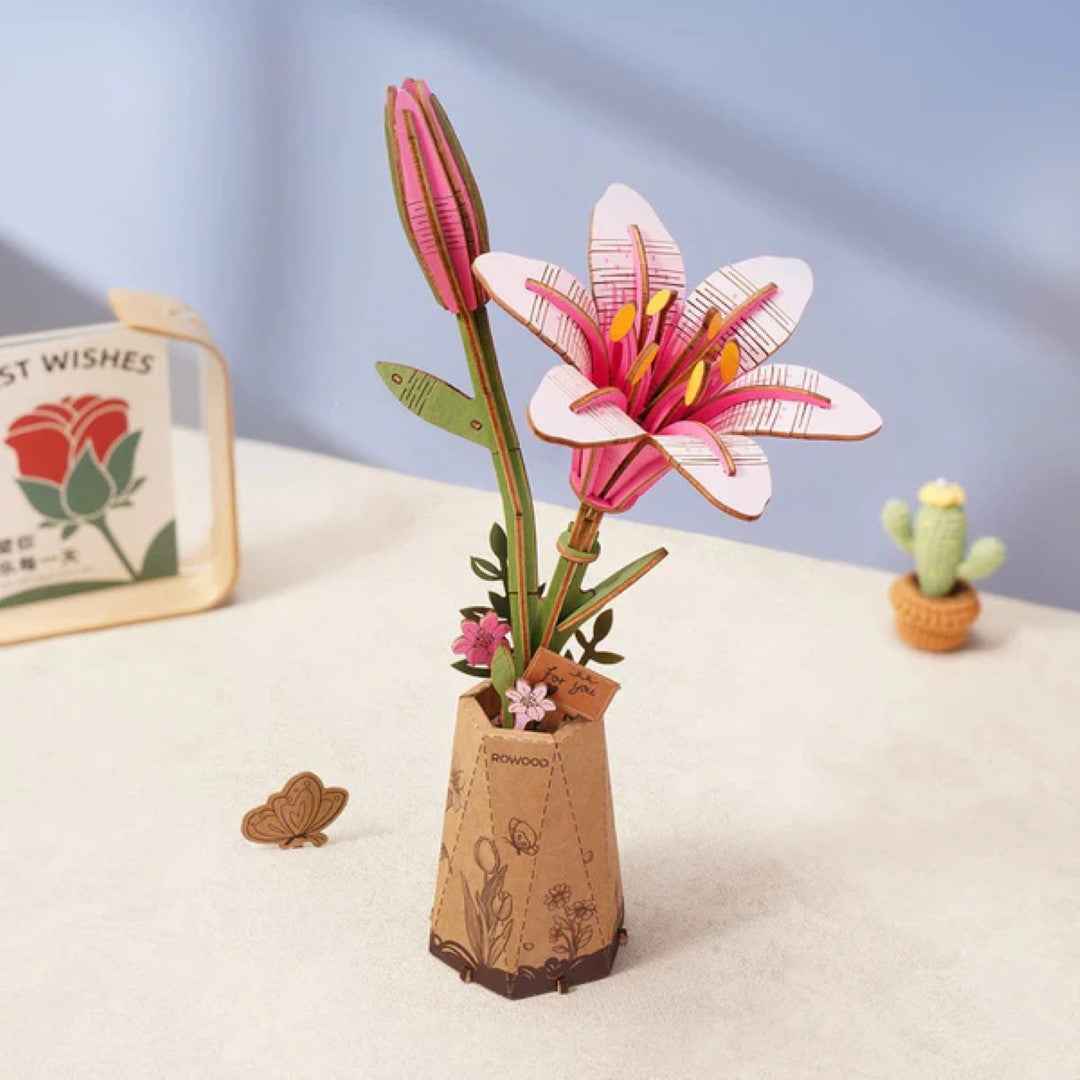 rowood pink lily flower wooden model kit TW071