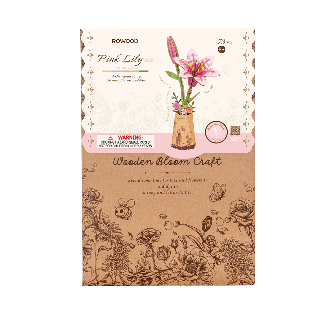 Rowood Pink Lily Wooden Model Flower Craft kit TW071