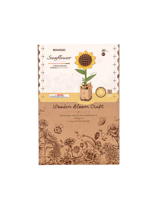 Robotime Rowood Sunflower Wooden Flower Craft Kit TW011 box